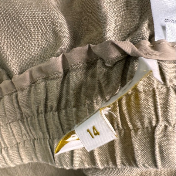 Laura Tan Linen Lightweight Tan Pants Split Hem Size 14 - Picture 7 of 11